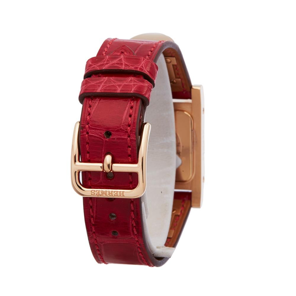 Hermes Medor 18k Rose Gold W041283WW00 Wristwatch In Excellent Condition In Bishops Stortford, Hertfordshire