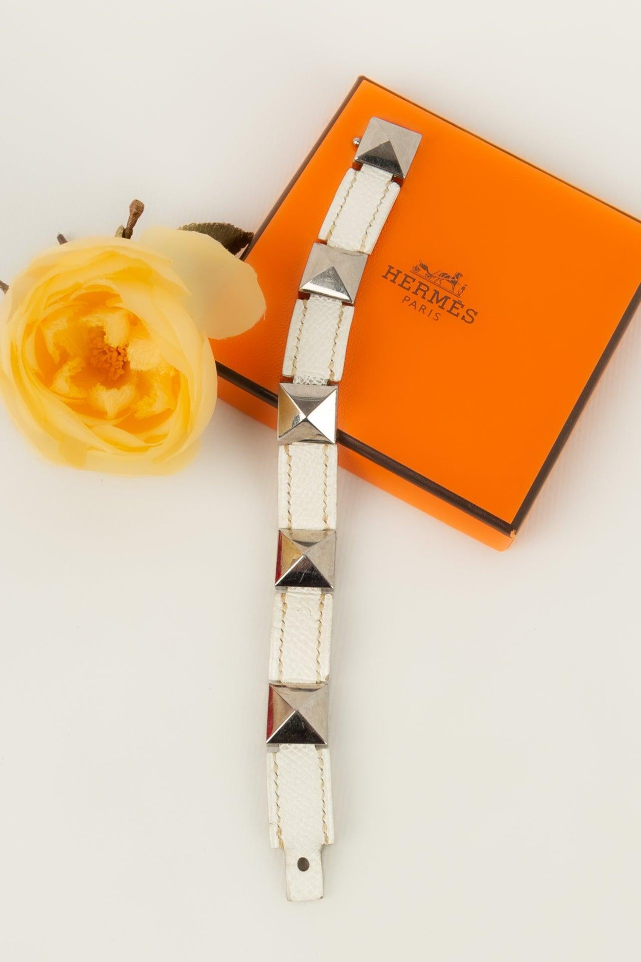 Hermès Médor Bracelet with White Leather Médor-Design For Sale 5