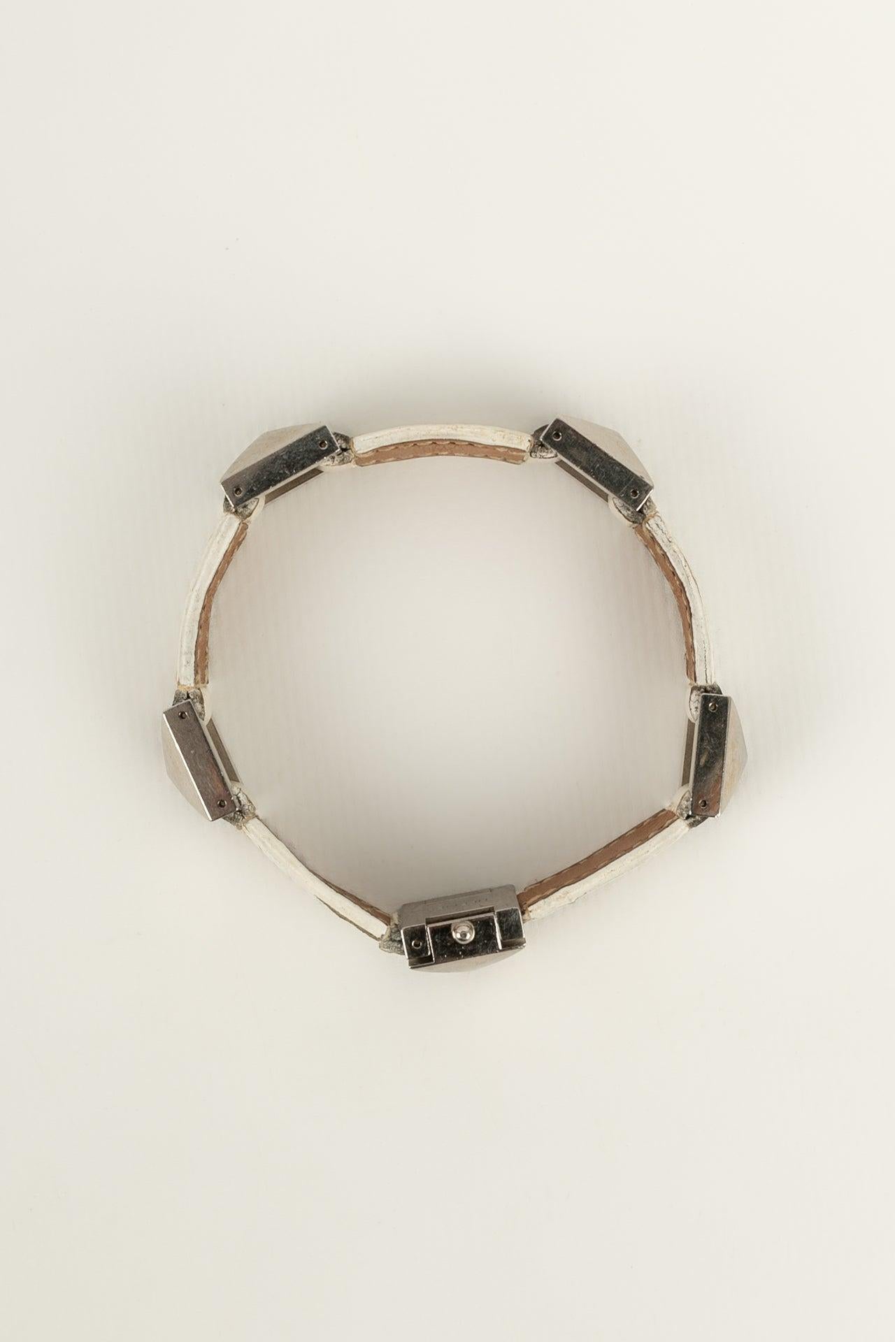 Women's Hermès Médor Bracelet with White Leather Médor-Design For Sale