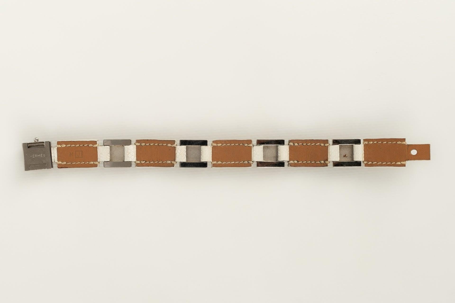 Hermès Médor Bracelet with White Leather Médor-Design For Sale 1