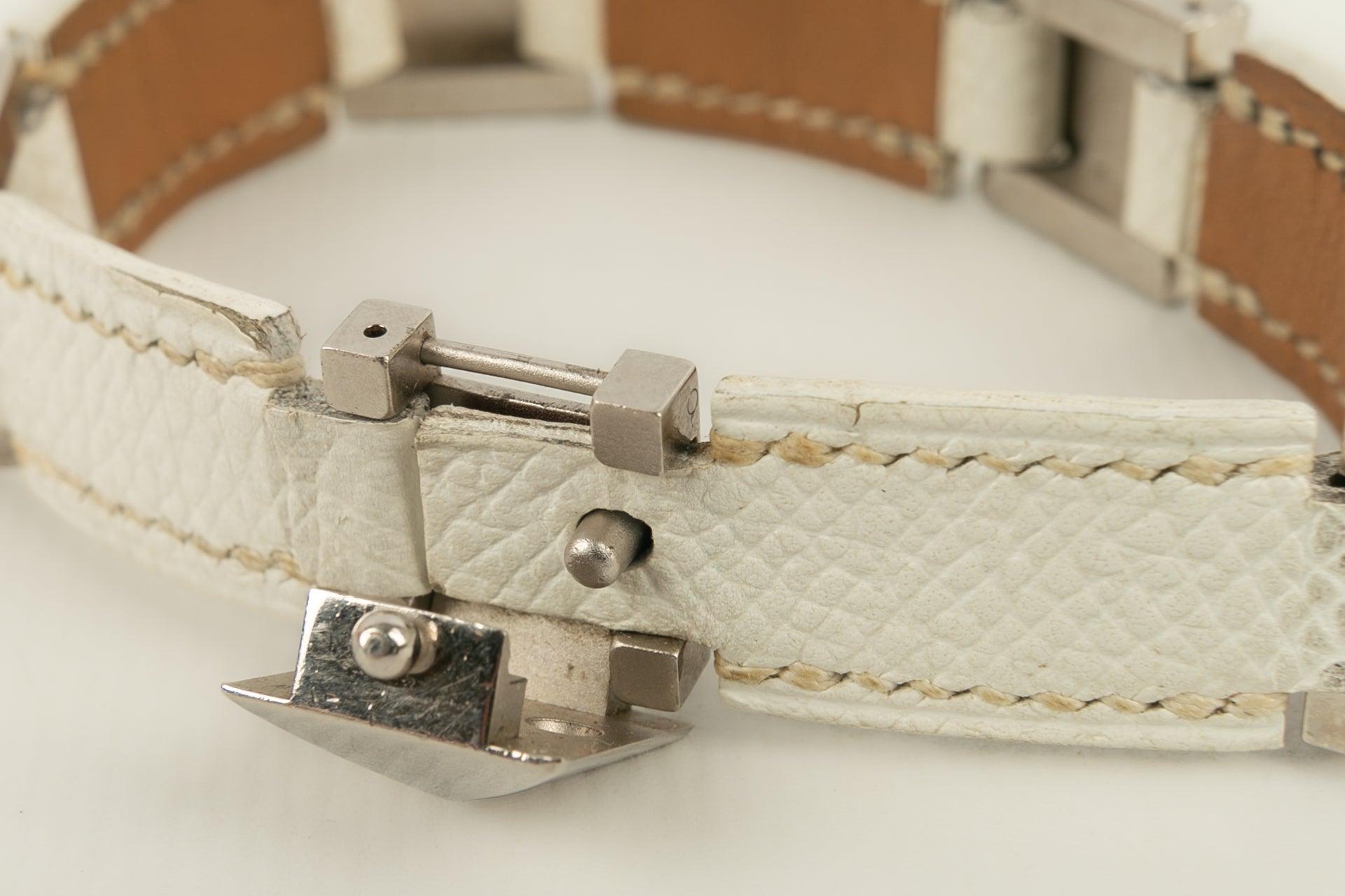 Hermès Médor Bracelet with White Leather Médor-Design For Sale 2