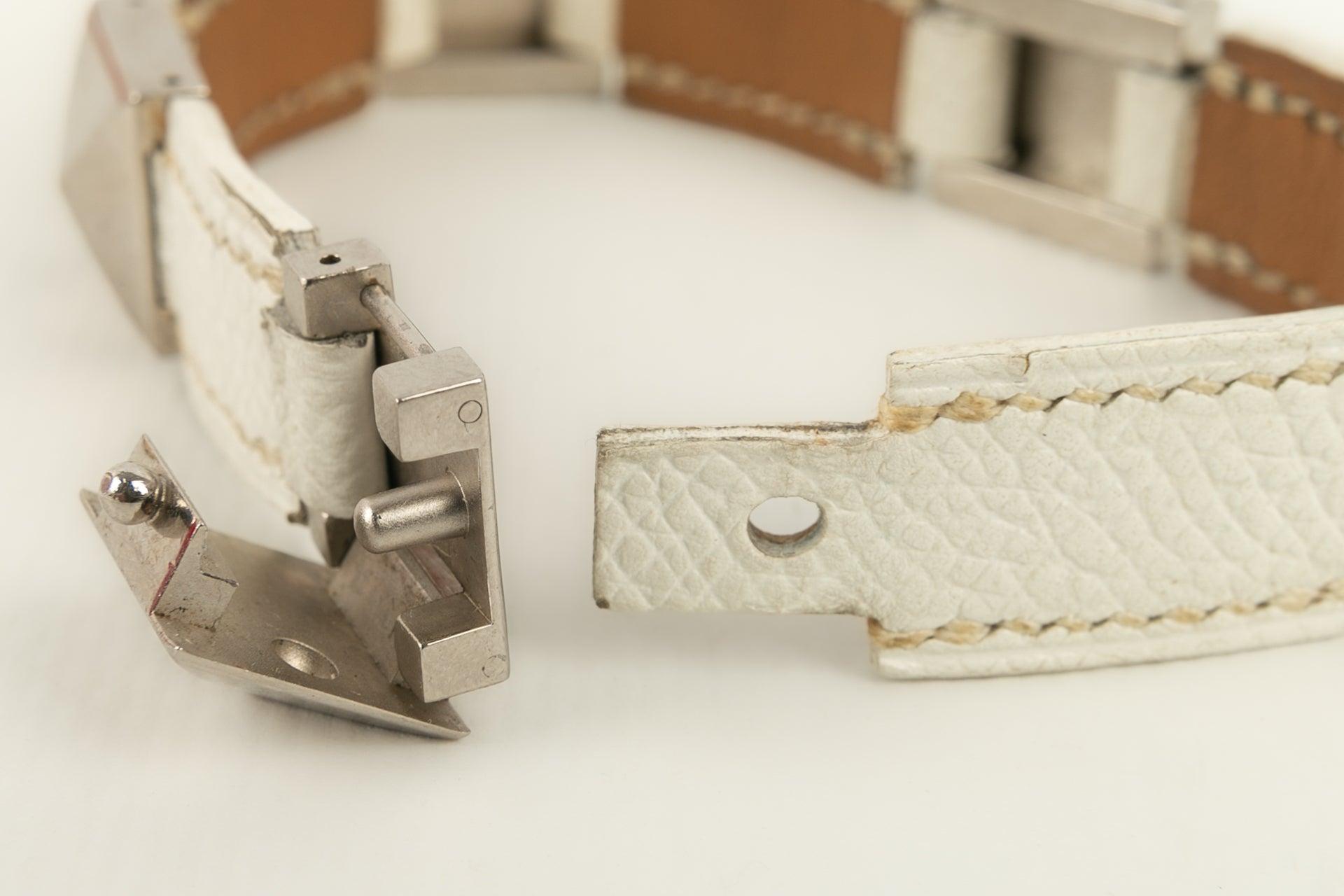 Hermès Médor Bracelet with White Leather Médor-Design For Sale 4