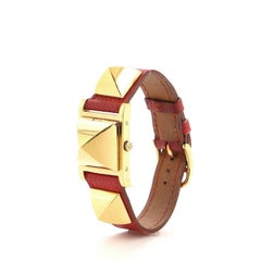 Hermes Medor Quartz Watch Plated Metal and Leather 23