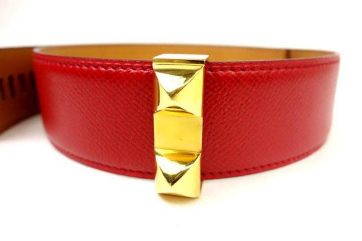 Hermès Medor Rouge Collier De Chien Belt Cdc223128 Red Leather Cross Body Bag For Sale 2
