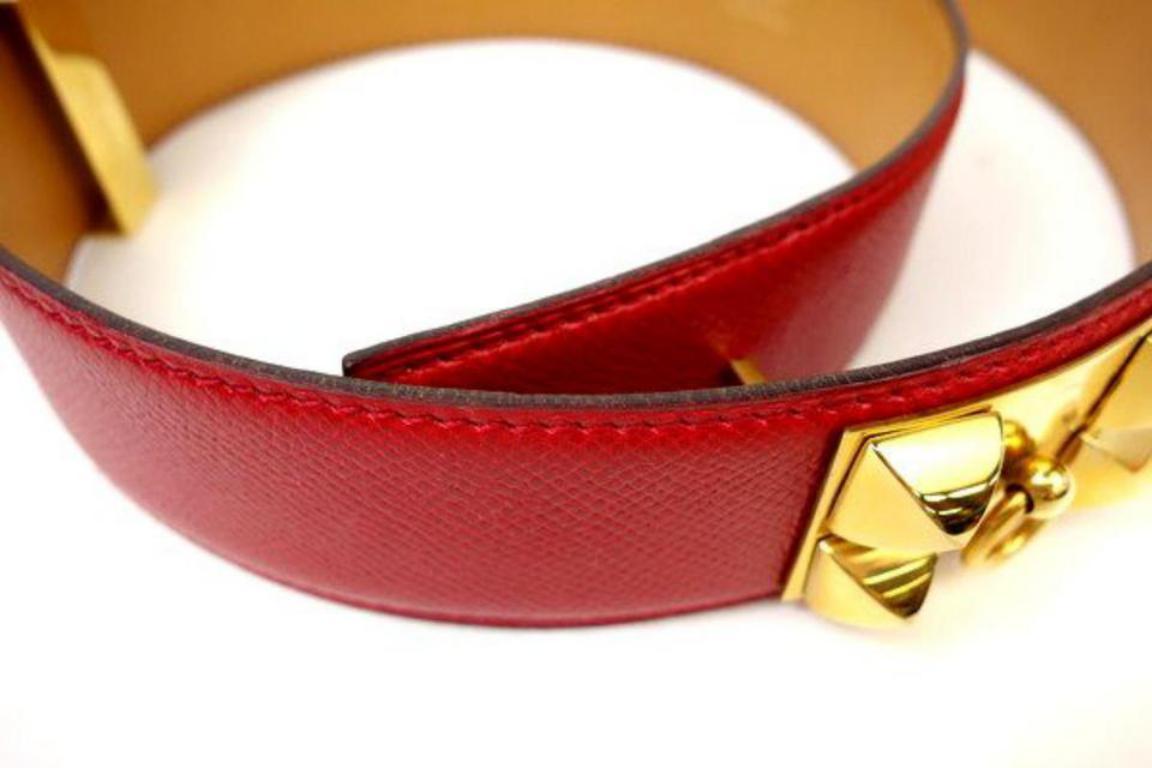 Hermès Medor Rouge Collier De Chien Belt Cdc223128 Red Leather Cross Body Bag For Sale 3