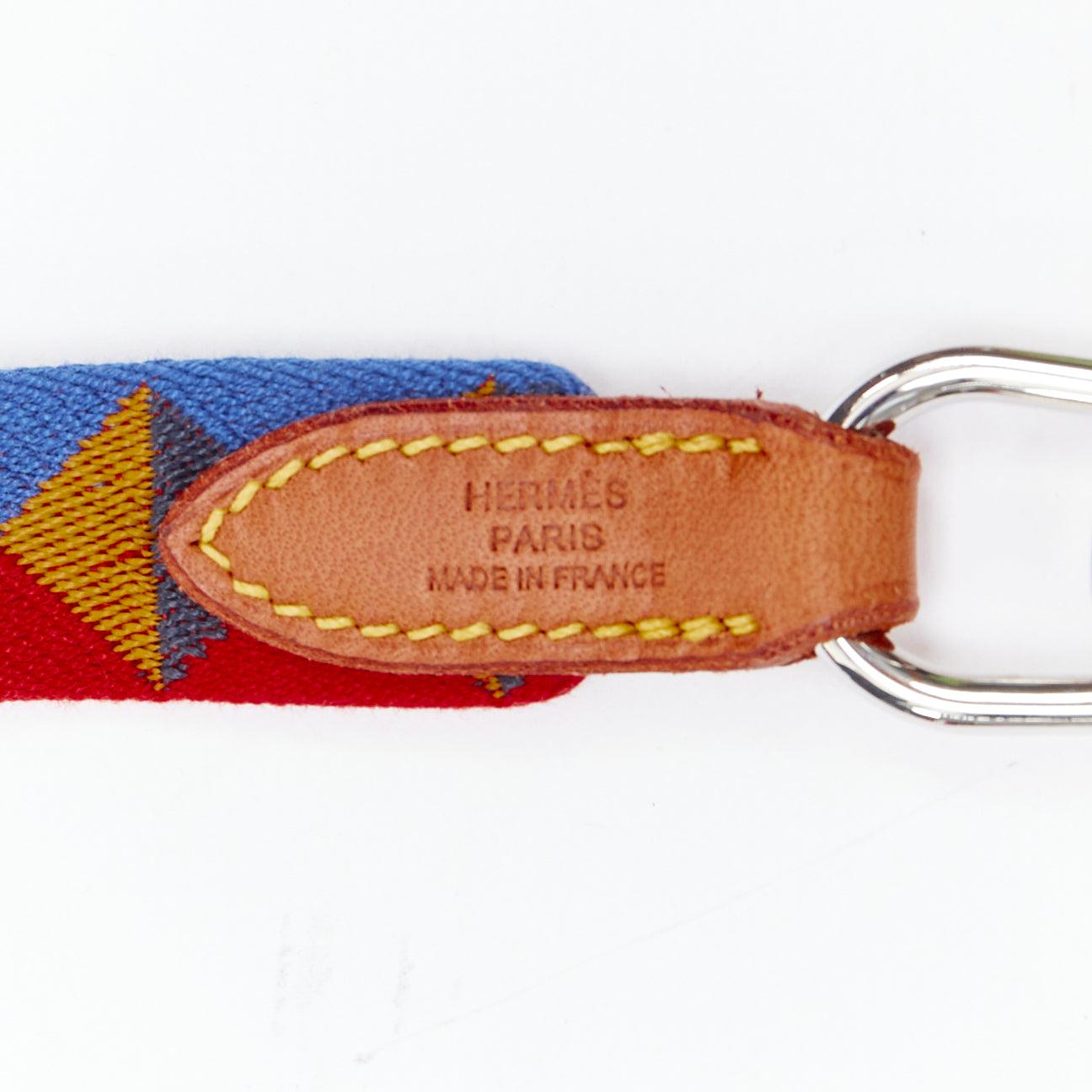 Women's HERMES Medor Slim Dog Leash colorful red blue brown bridle leather For Sale