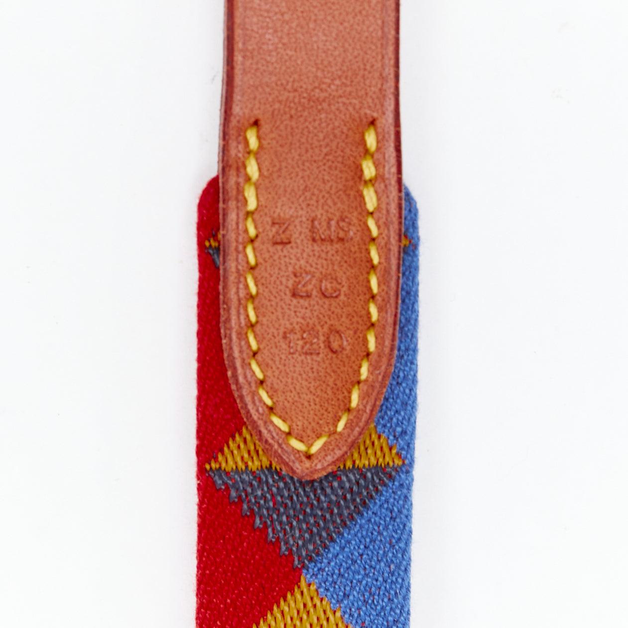 HERMES Medor Slim Dog Leash colorful red blue brown bridle leather For Sale 1