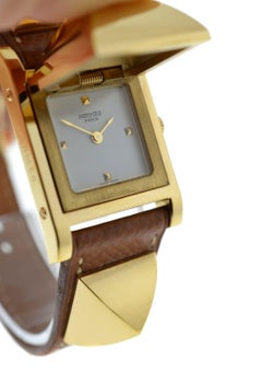 Hermes Medor Stud Gold Plated Bracelet Leather Quartz Watch