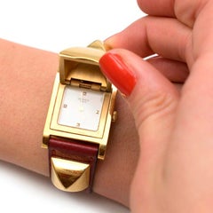 Hermes Medor vintage studded leather bracelet watch