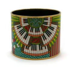 Hermes Mega Pulsera ancha con esmalte impreso Point d'Orgue