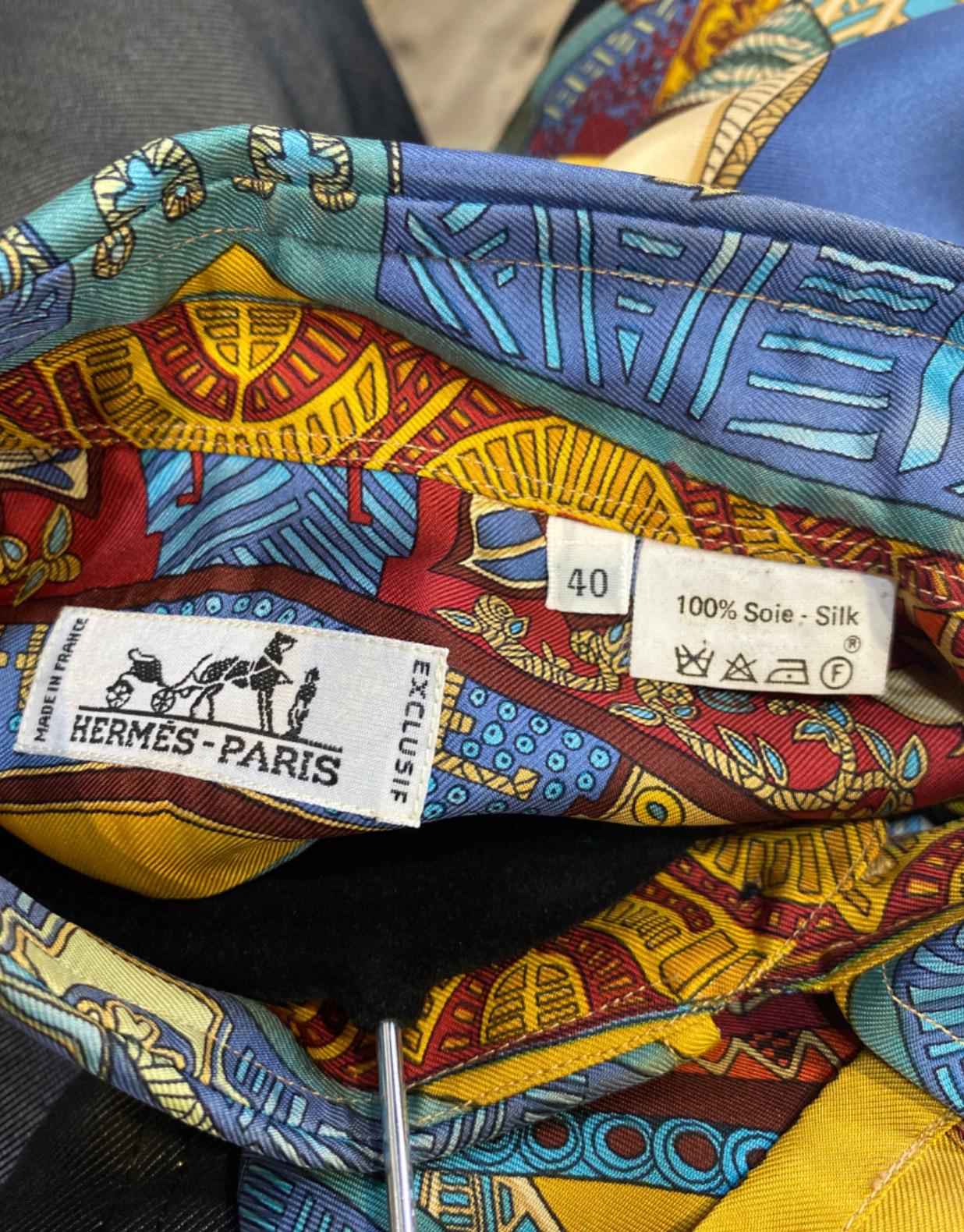 Women's or Men's Hermes men horses pattern Silk Shirt For Sale