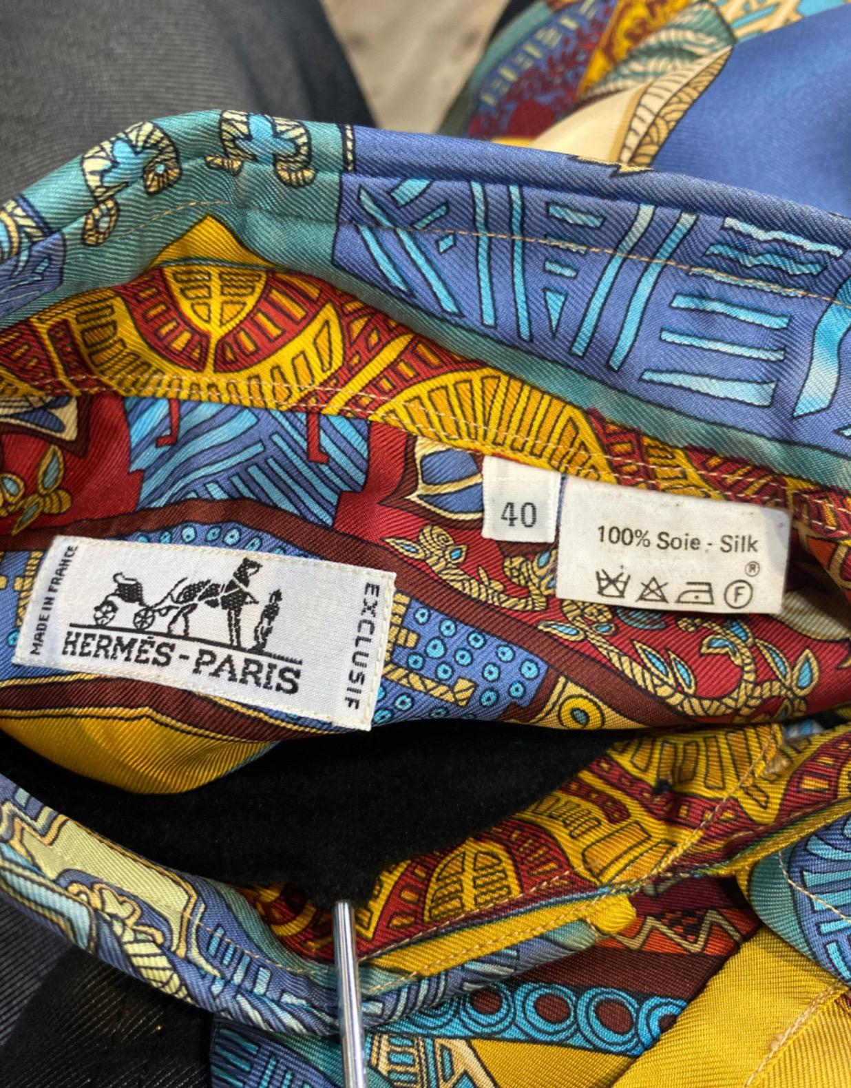 Hermes men horses pattern Silk Shirt In Excellent Condition In Carnate, IT