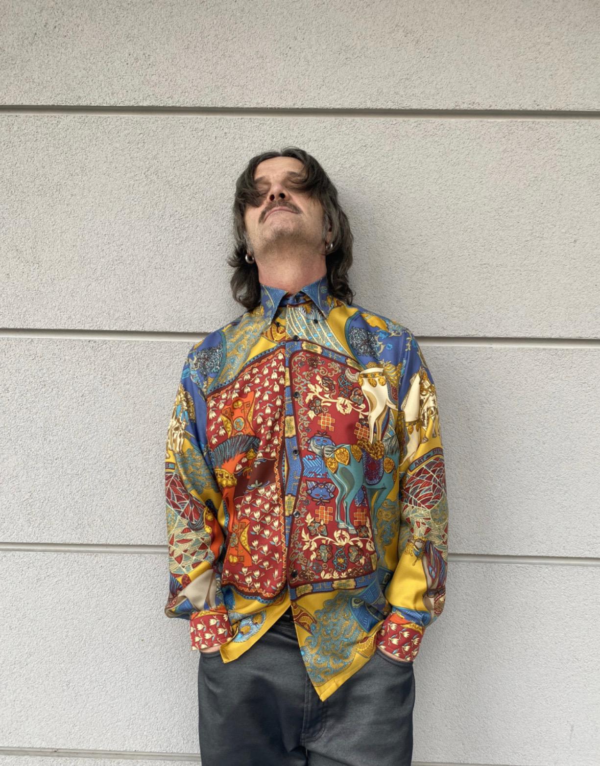 Hermes men horses pattern Silk Shirt 1