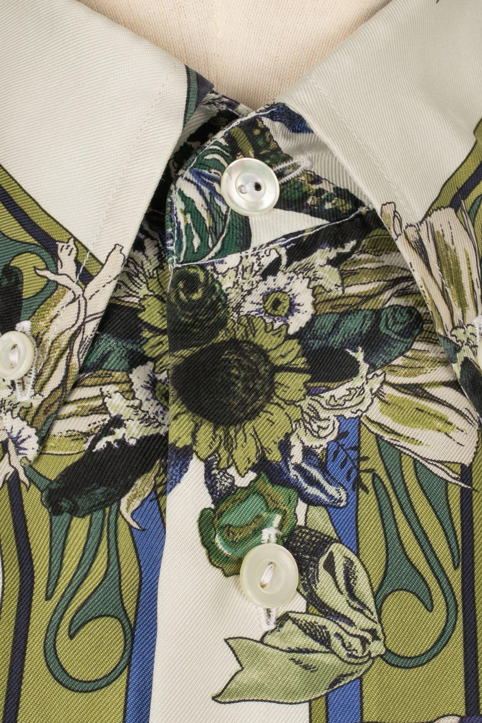 Hermès Men Patterned Silk Shirt 'Kachinas' For Sale 1