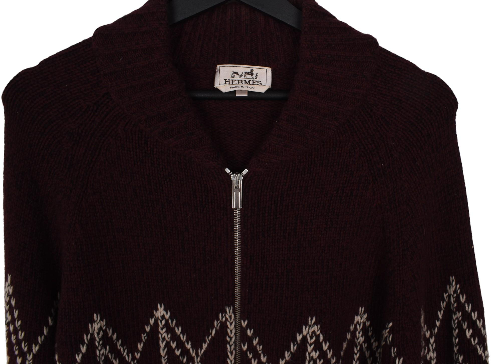 Hermes Homme Pull Tricot Laine Cachemire Tricot zippé Taille L, S1538 Excellent état - En vente à Kaunas, LT
