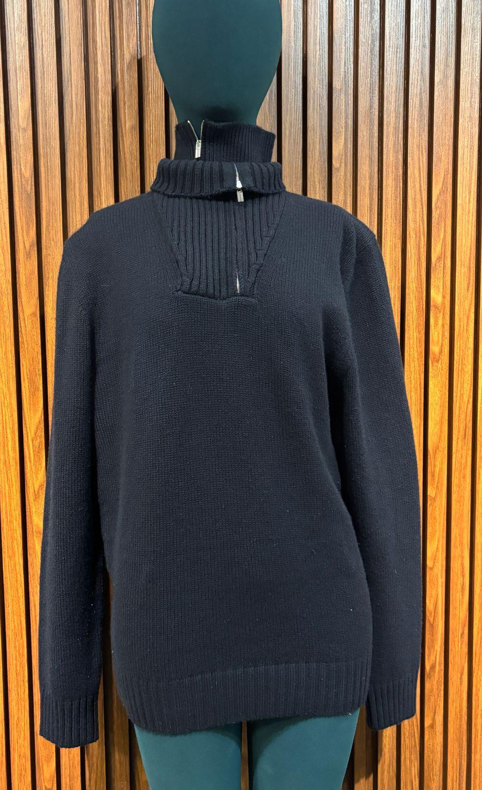 Hermes Hommes XL Cachemire Double Couche Zip Up Pull à col roulé en vente 5