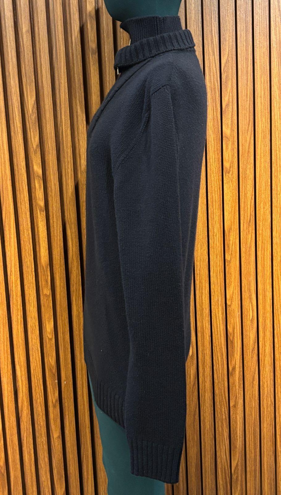 Hermes Hommes XL Cachemire Double Couche Zip Up Pull à col roulé en vente 3