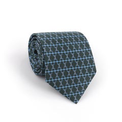 HERMES Herren 5260 SA 5-fach grün blau grau Steigbügel Seil Druck Seidenkrawatte