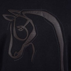 Hermes Men's Black Crewneck Sweater / Cheval au Trait Applique M