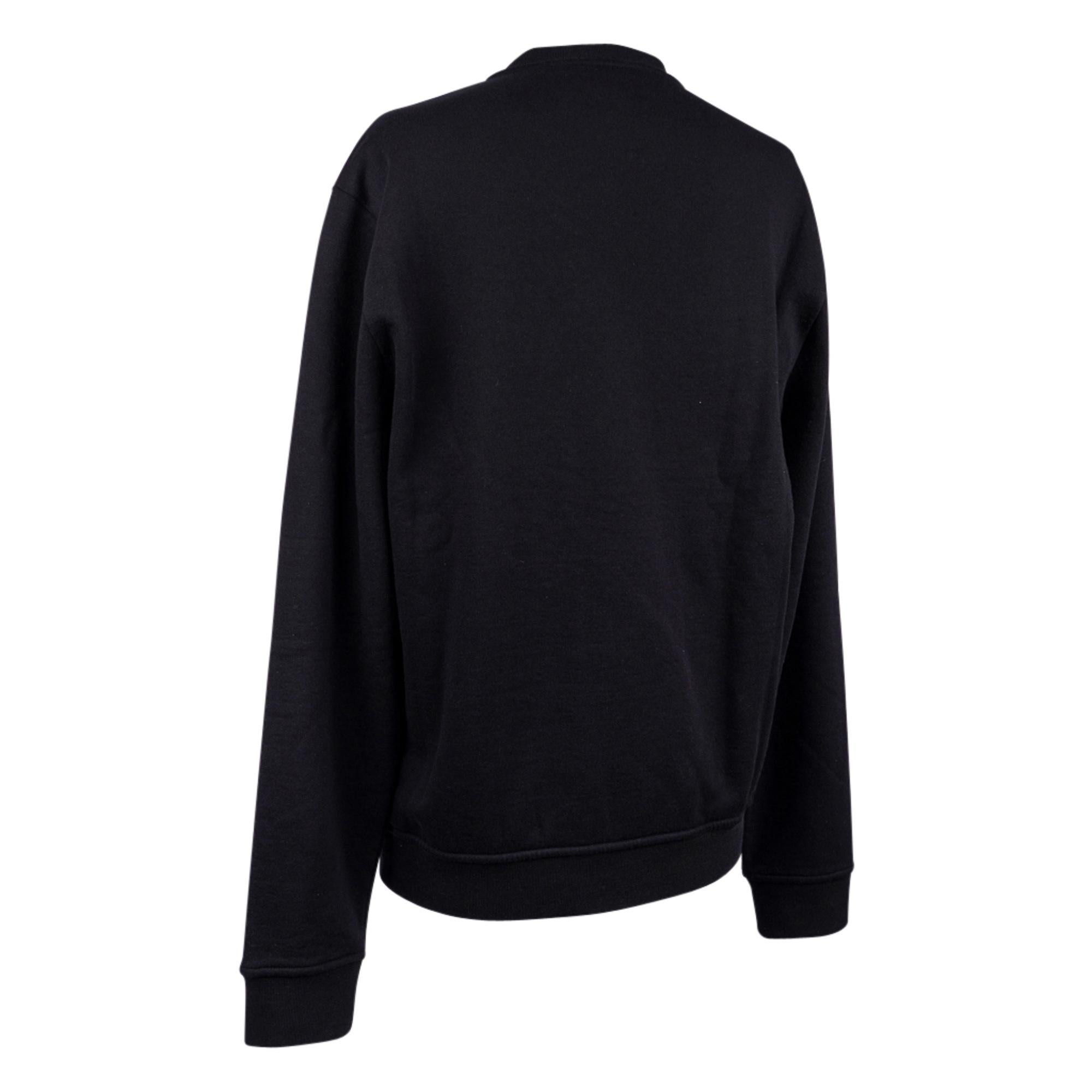 Hermes Men's Black Crewneck Sweater / Cheval au Trait Applique M For Sale 4