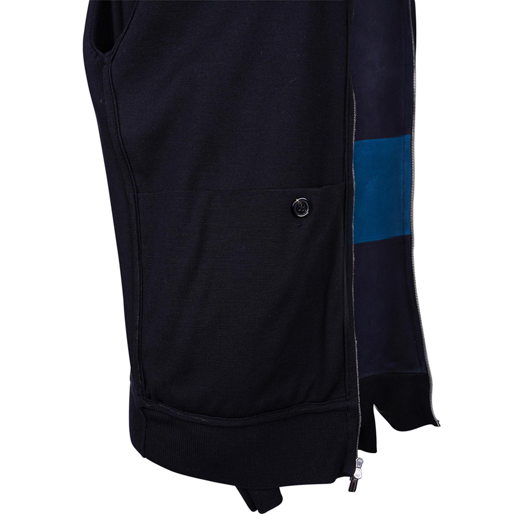 Hermès Blouson en daim et laine à fermeture éclair pour homme Marine L, Neuf en vente 4