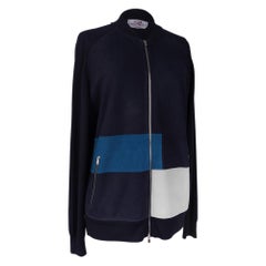 Hermes Men's Blouson Zippe Suede and Wool Jacket Marine L New