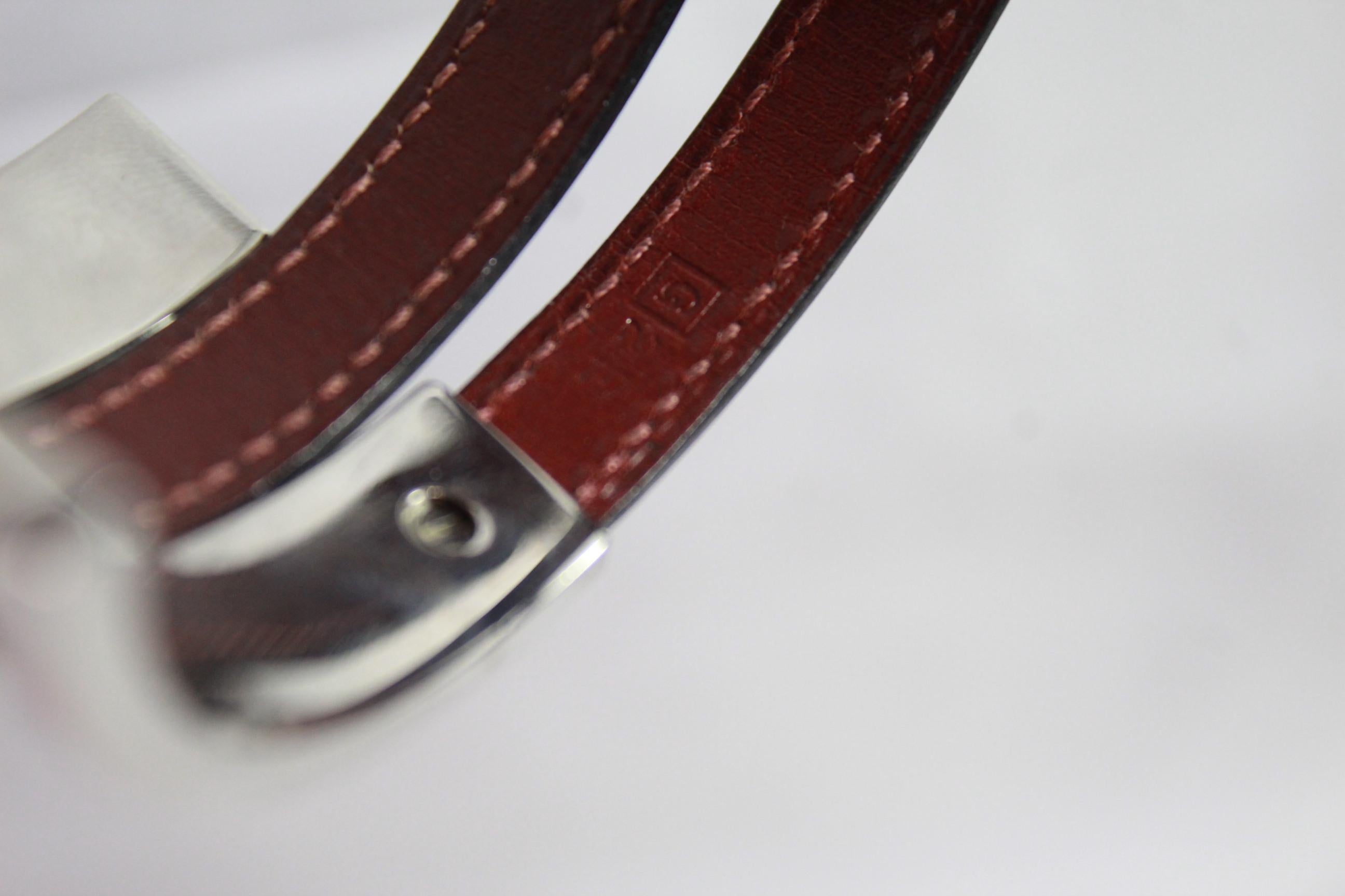 Hermes Men's Brushed steel and Leather Bracelet 1