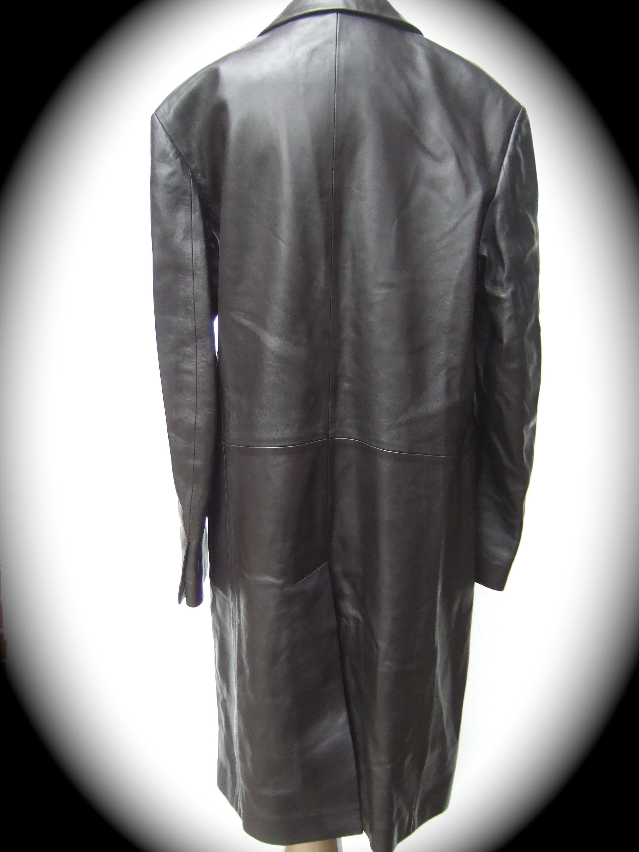 Hermes Men's Buttery Soft Black Lambskin Leather Unisex Coat Size 54 c 21st c  For Sale 10