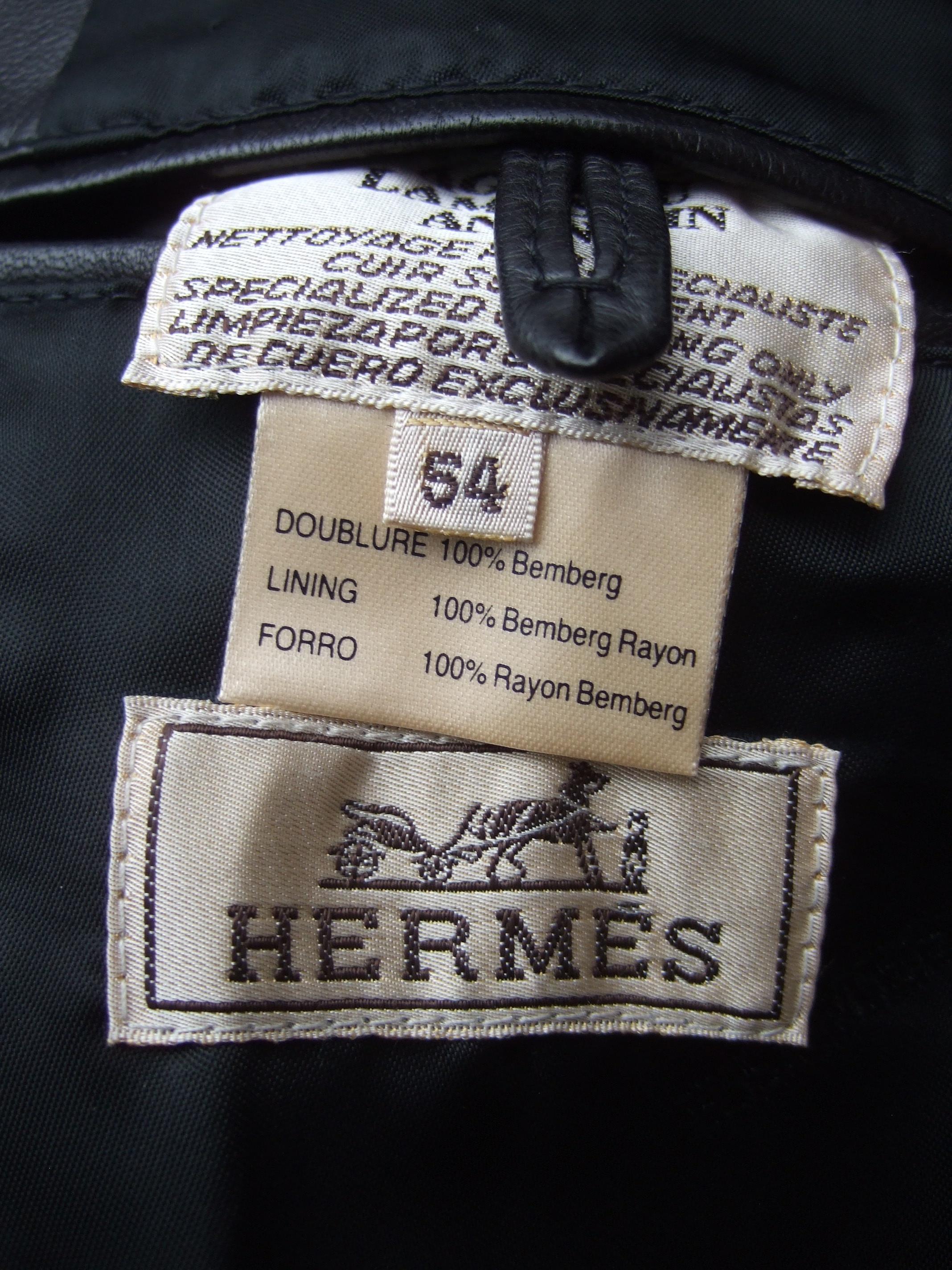 Hermes Men's Buttery Soft Black Lambskin Leather Unisex Coat Size 54 c 21st c  For Sale 12