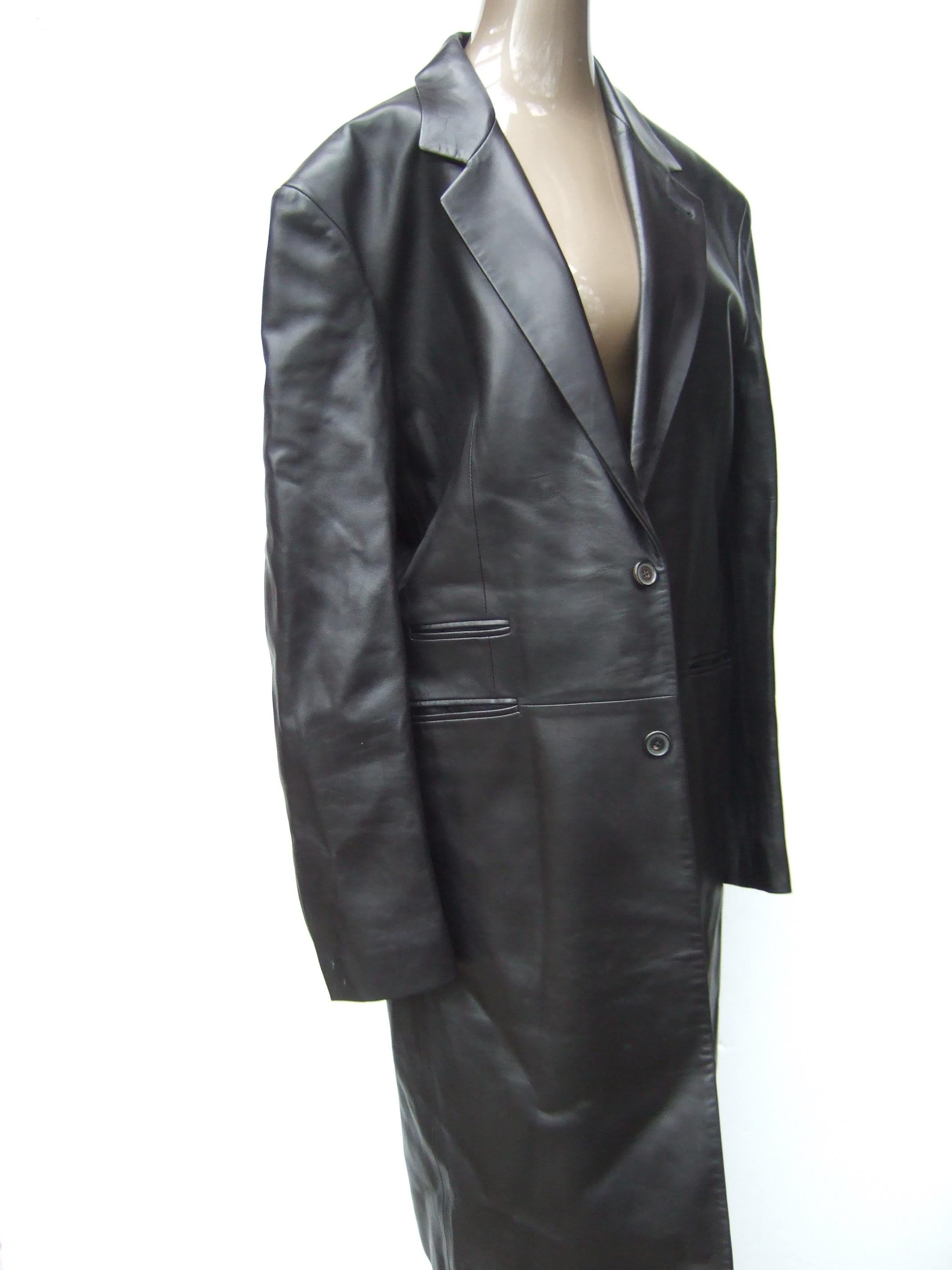 Hermes Men's Buttery Soft Black Lambskin Leather Unisex Coat Size 54 c 21st c  For Sale 2