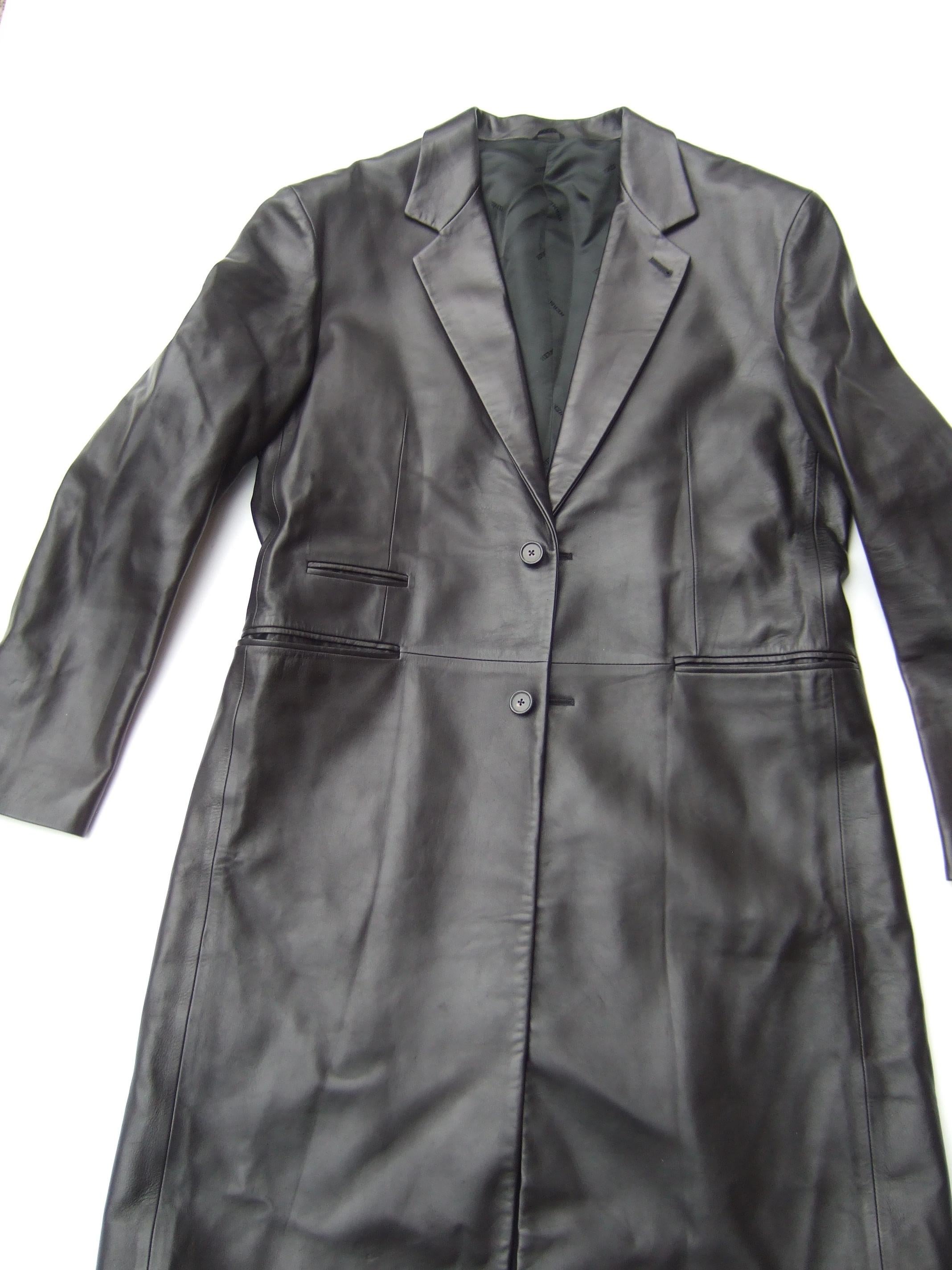 Hermes Men's Buttery Soft Black Lambskin Leather Unisex Coat Size 54 c 21st c  For Sale 3