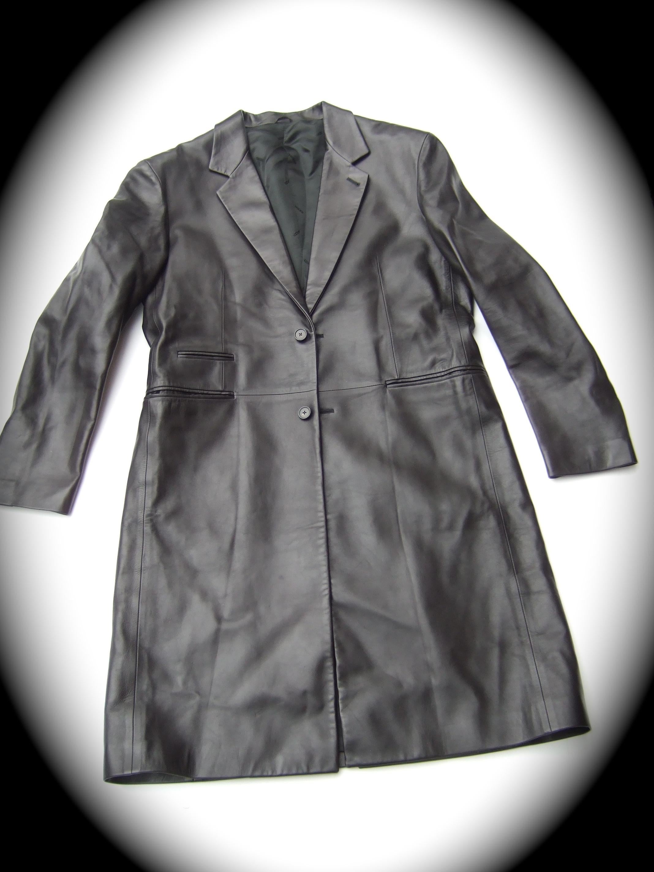 Hermes Men's Buttery Soft Black Lambskin Leather Unisex Coat Size 54 c 21st c  For Sale 4