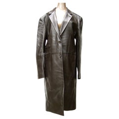 Hermes Uomo Cappotto Unisex in Pelle d'Agnello Nera Morbida Taglia 54 c 21 c.C.
