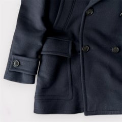 Herren-Kaban-Korto-Doppel-Kaschmirjacke von Hermès in Marineblau, EU 48