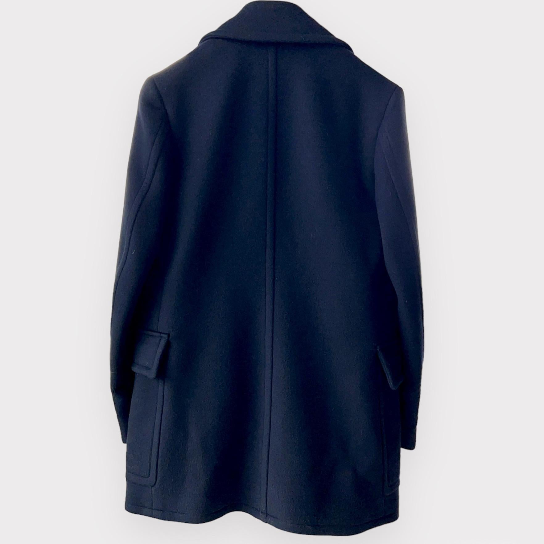 Hermes Men's Caban Corto Double Cashmere Jacket In Marine Blue, EU 48 In New Condition In London, GB