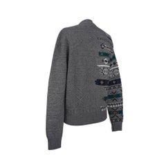 Hermes Men's Cardigan Couleurs en Cours Knit Gray Wool and Cashmere S