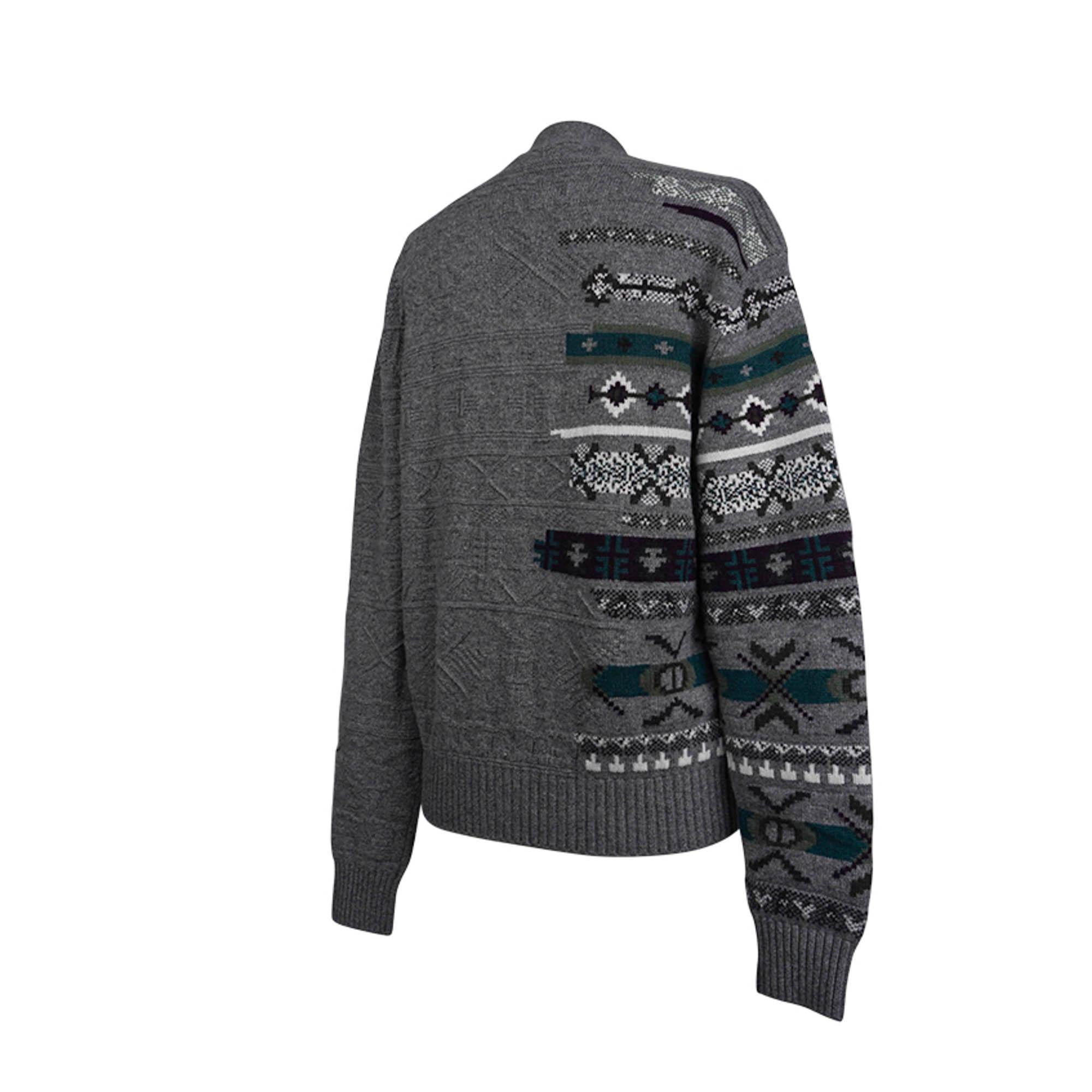 Hermes Men's Cardigan Couleurs en Cours Knit Gray Wool and Cashmere S In New Condition For Sale In Miami, FL