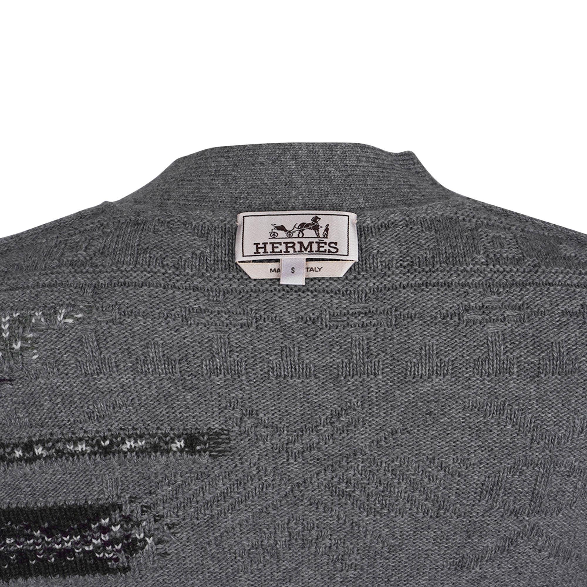 Hermes Men's Cardigan Couleurs en Cours Knit Gray Wool and Cashmere S For Sale 2