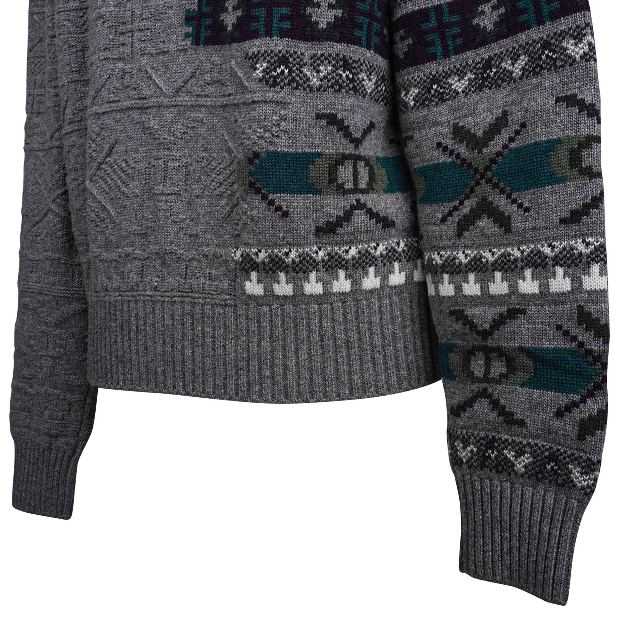 Hermes Men's Cardigan Couleurs en Cours Knit Gray Wool and Cashmere S For Sale 3