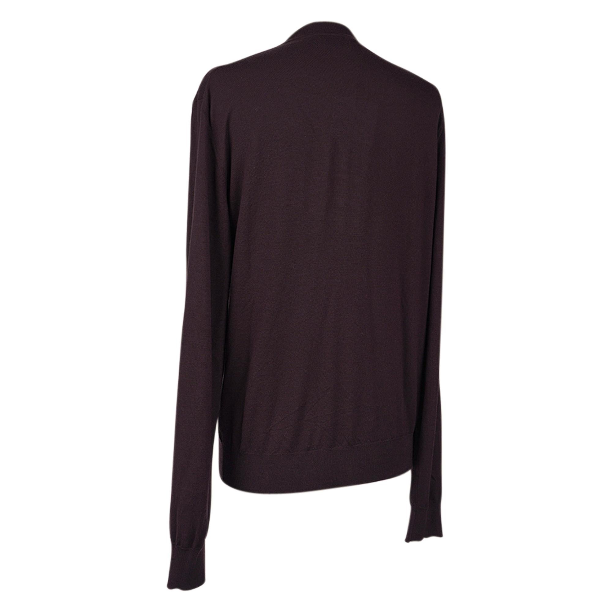 Black Hermes Men's Cardigan Lie de Vin Wool Sweater M New For Sale