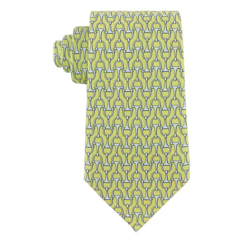 H Tonneau tie - Yellow | Hermès Netherlands H Tonneau tie - Yellow | Hermès Netherlands