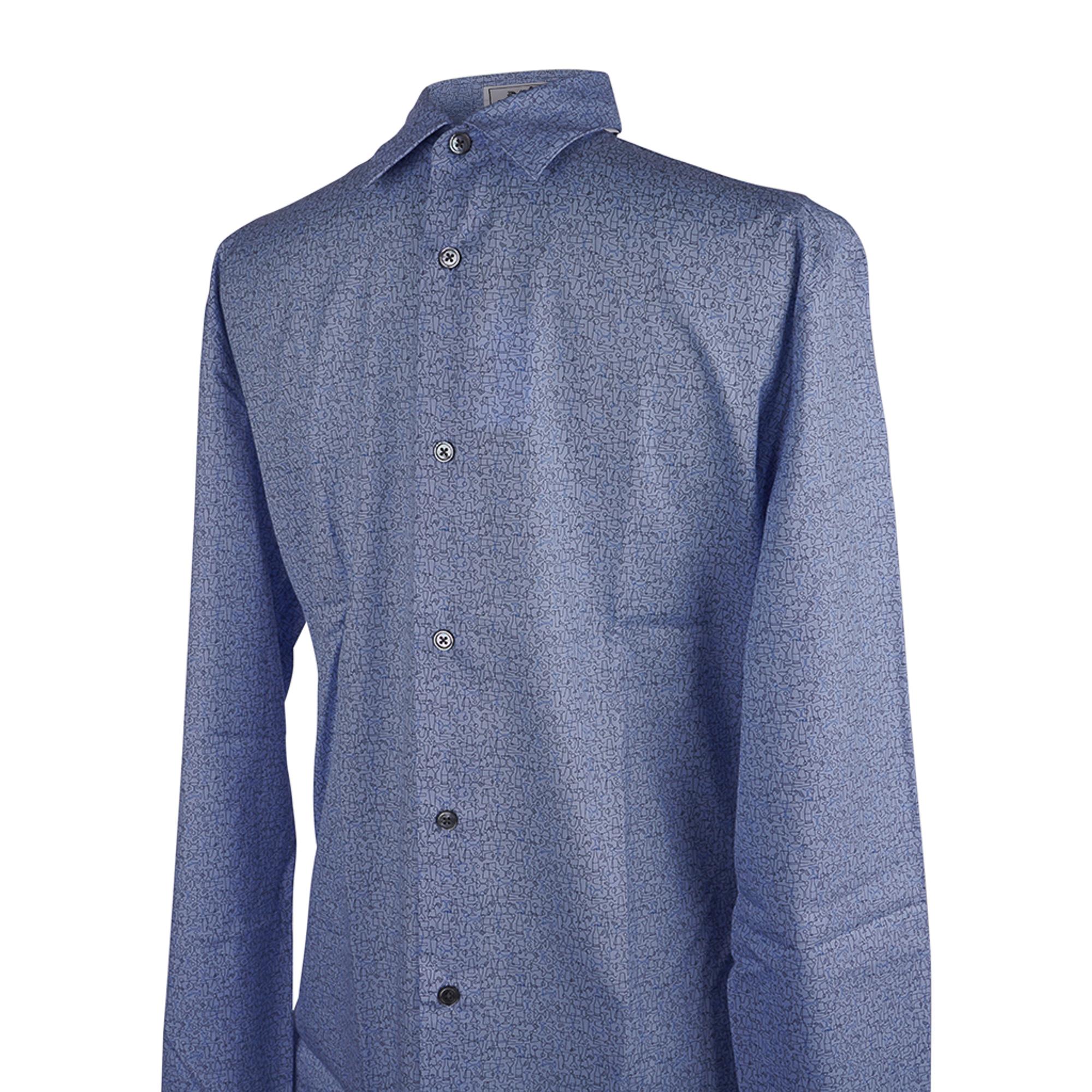 Hermes Men's Cheers ! Chemise Coton Bleu Pale Button Down Shirt 39 / 15.5 New Neuf - En vente à Miami, FL