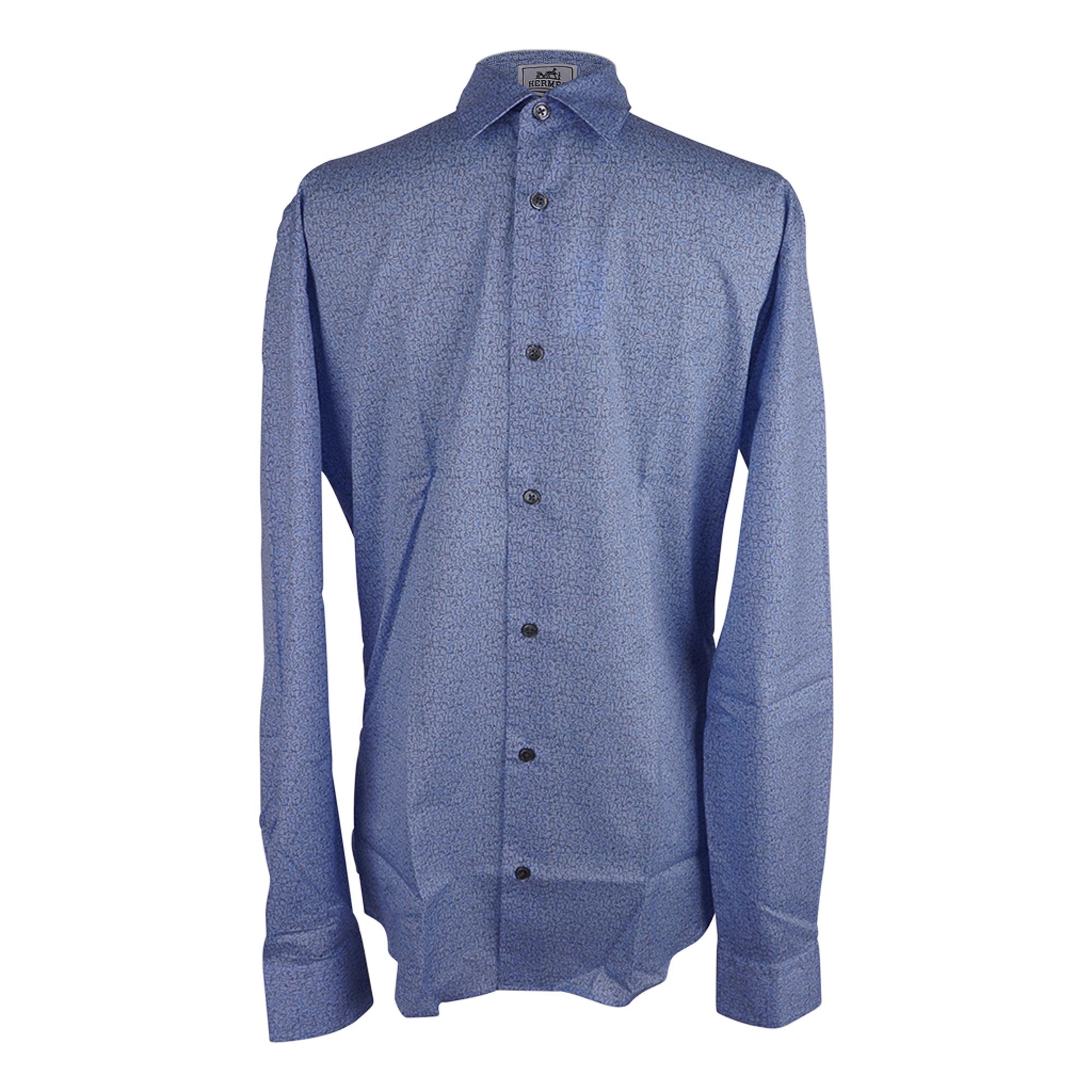 Purple Hermes Men's Cheers! Shirt Cotton Bleu Pale Button Down Shirt 39 / 15.5 New For Sale