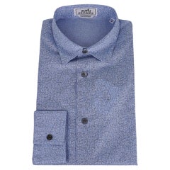 Hermes Men's Cheers! Shirt Cotton Bleu Pale Button Down Shirt 39 / 15.5 New