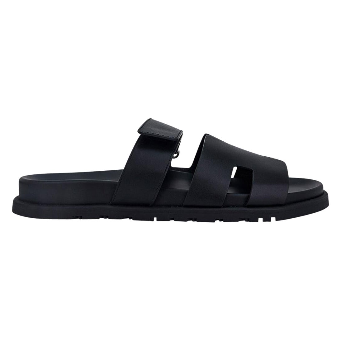 CHYPRE SANDAL IN AEGEAN BLUE MIX BLACK CALFSKIN