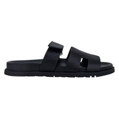 Hermes Men's Chypre Black Calfskin Leather Sandal 41