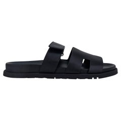 Hermes Men's Chypre Black Calfskin Leather Sandal 43.5