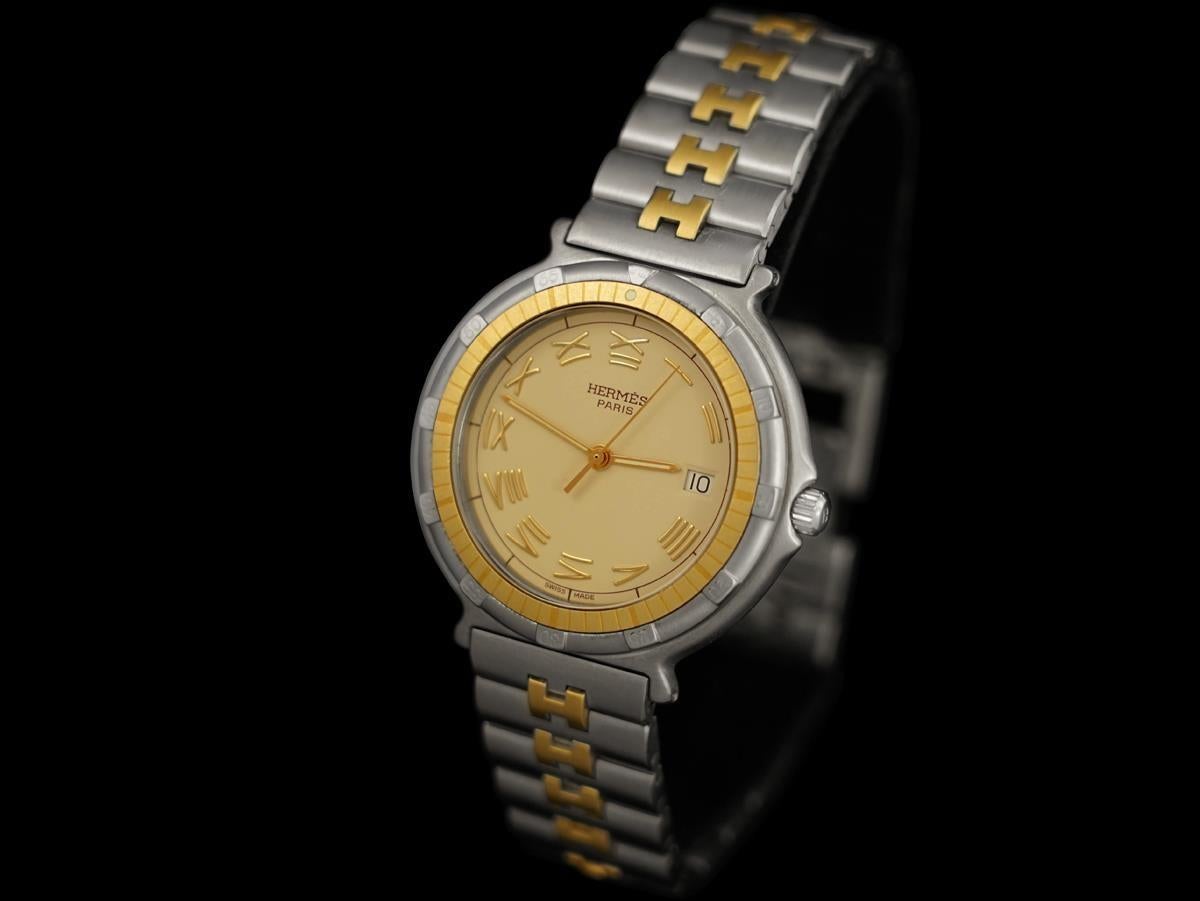 Reloj de buceo de cuarzo HERMES Captain Nemo para caballero - Acero inoxidable y chapado en oro de 18 quilates en Bueno estado para la venta en Suwanee, GA