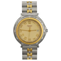 Reloj de buceo de cuarzo HERMES Captain Nemo para caballero - Acero inoxidable y chapado en oro de 18 quilates