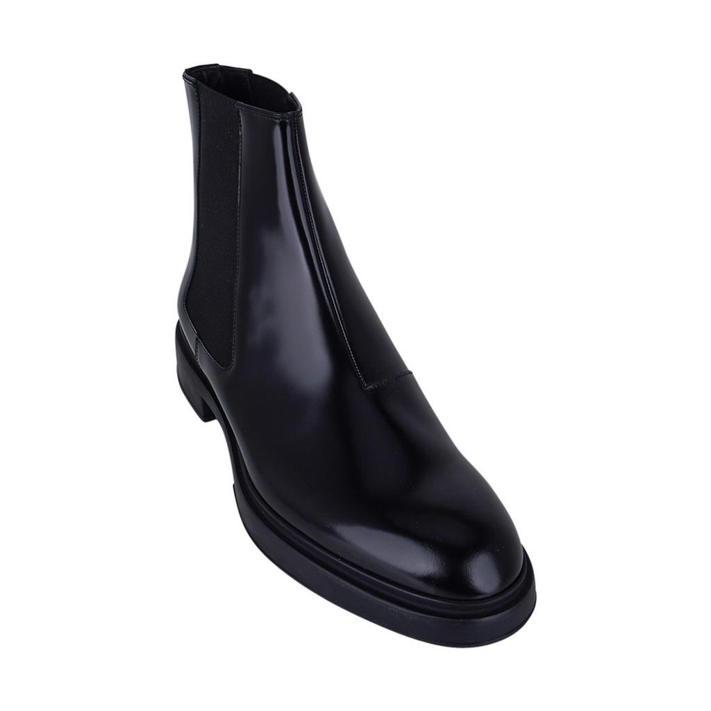 Bottines Fusion d'Hermès en cuir de veau noir, 44 en vente 1